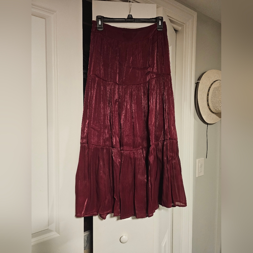 LC Lauren Conrad Deep Red A-Line Skirt
